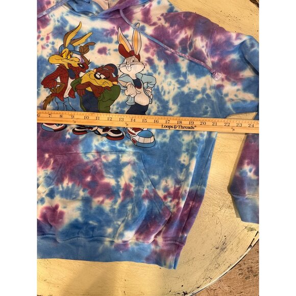 Looney Tunes Tie-Dye Hoodie M Wile E. Coyote Taz Bugs Bunny - Picture 3 of 8